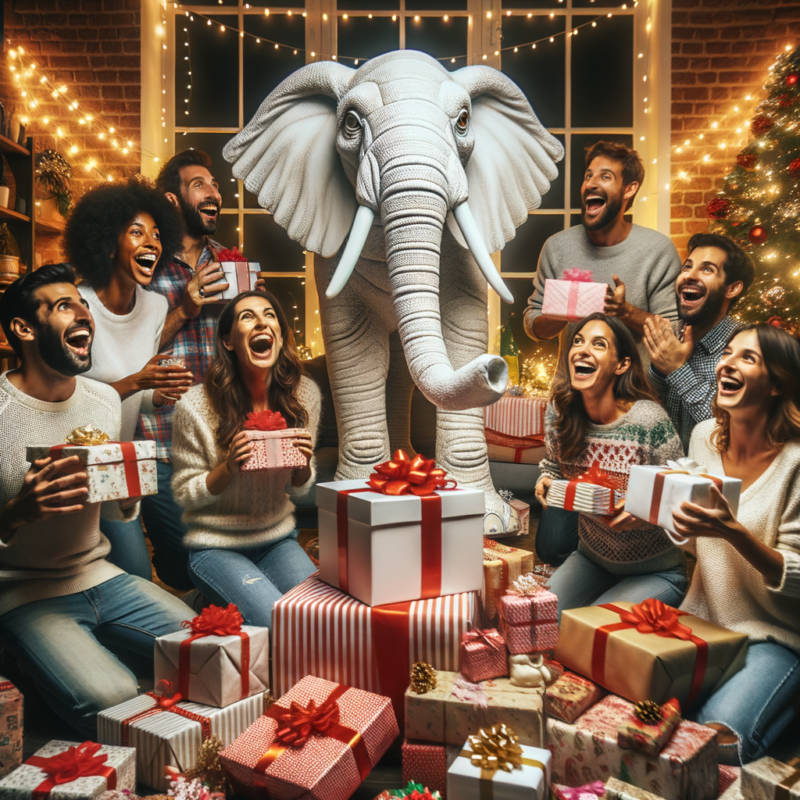 white elephant at a gift giving party